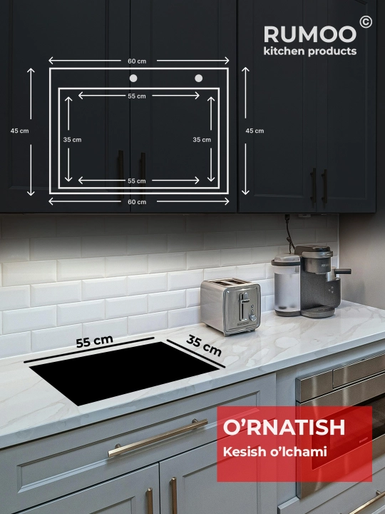 Hi-Tech uslubidagi oshxona rakovinasi, 60 * 45 - 20 sm / 6045-1FYWB