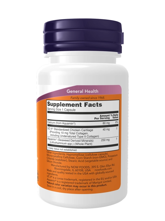 NOW Foods UC-II kollageni, bo‘g‘imlar salomatligi uchun, 40 mg, 60 kapsula