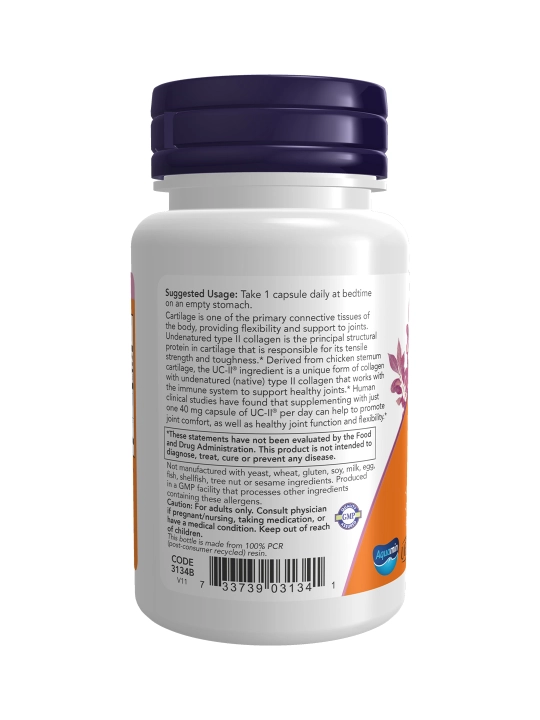 NOW Foods UC-II kollageni, bo‘g‘imlar salomatligi uchun, 40 mg, 60 kapsula