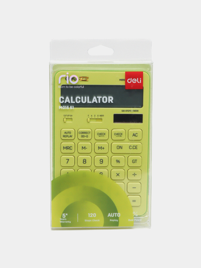 Калькулятор Deli M01551, зеленый, 175 х 108 х 15 мм
