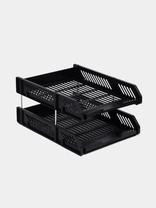 Deli E9208 qog‘oz lotogi, gorizontal, 2 qavatli, plastik, qora