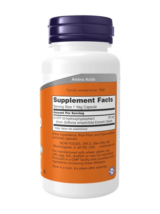 NOW Foods 5-гидрокситриптофан 5-HTP, 50 мг натуральная поддержка настроения, 90 капсул