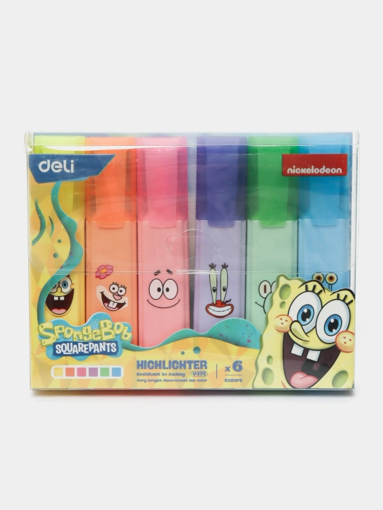 Deli EU375 SpongeBob matn ajratgich to‘plami, 6 xil rangda