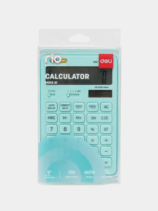 Калькулятор Deli M01531, синий, 175 х 108 х 15 мм