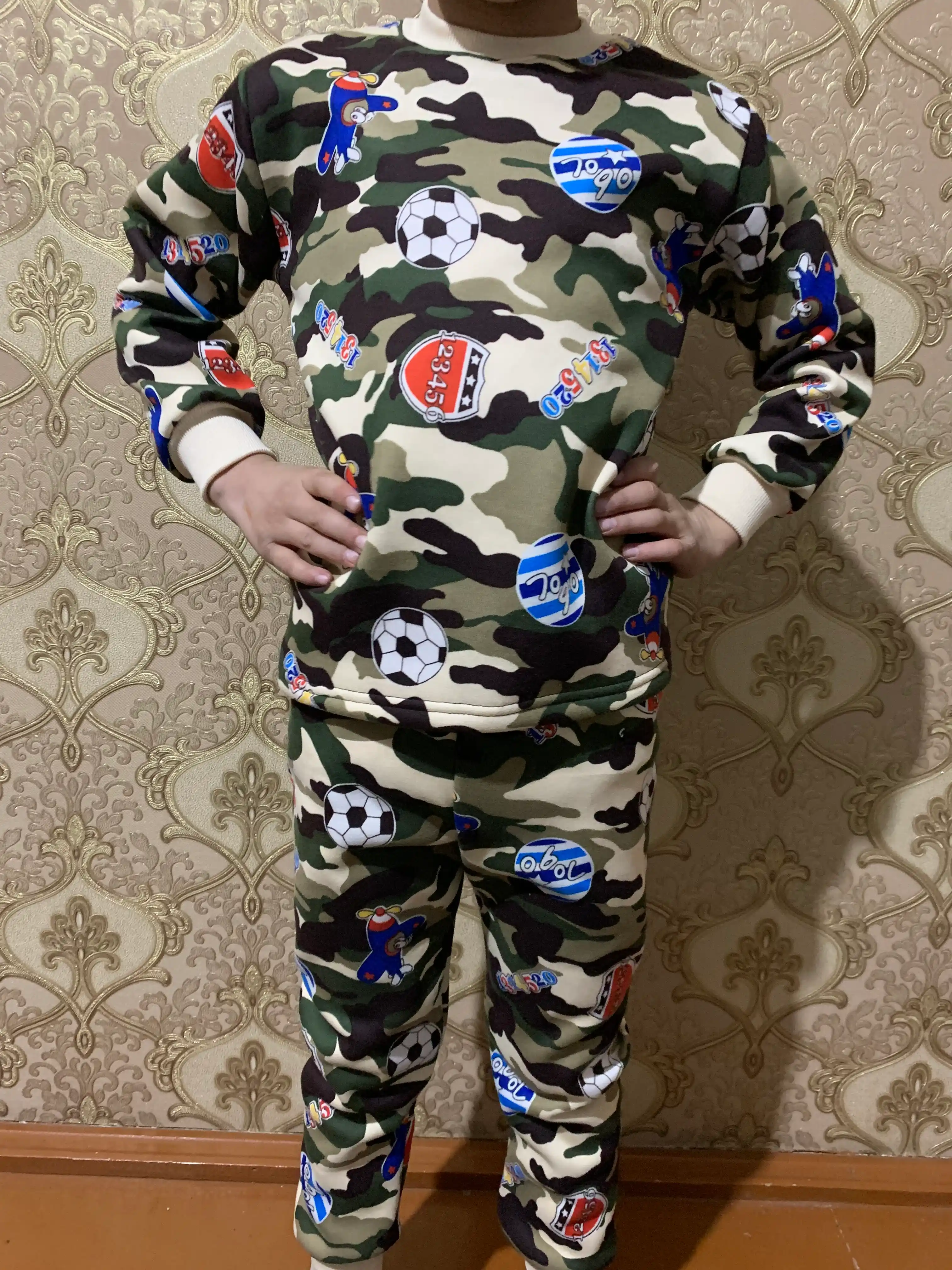 Детские одежда с начесом для мальчиков и девочек, пижамы 4 и 5 лет