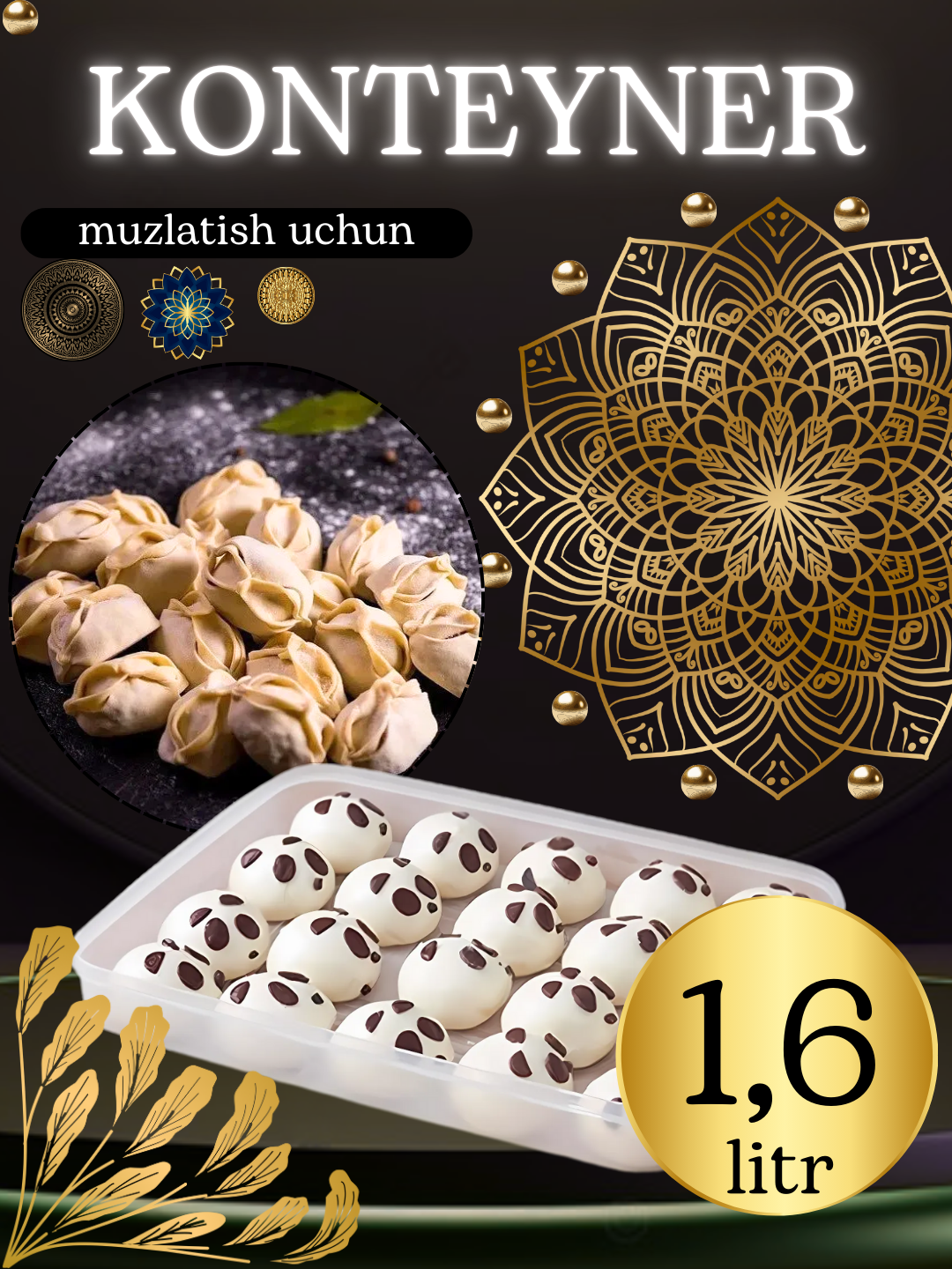 Konteynerlar to'plami uy uchun,muzlatish,chuchvara va oziq-ovqatlarni muzlatgichda saqlash - 