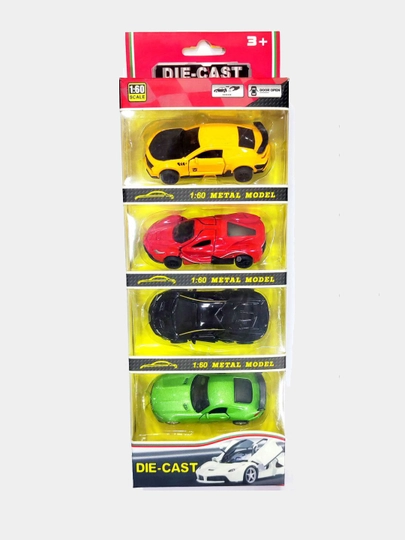 Набор металлических машинок игрушка DIECast, с открывающими дверями, 4 шт — ЖТ-JTMASH4