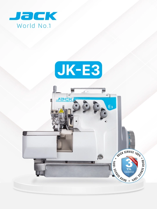 Tikuv mashinasi overlok Jack E3-4-M2-24, 4 ipli sanoat overlok mashina, servo, LED, stol - 