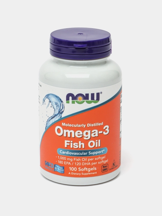 NOW Foods, Omega-3 baliq yog'i, 1000 mg, 180 EPA, 120 DHA