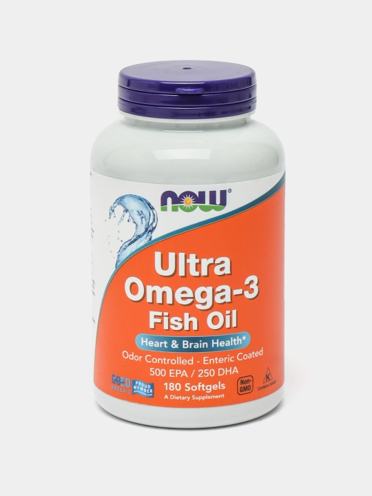 NOW Foods, Ultra Omega-3, рыбий жир с омега-3, 180 капсул - 