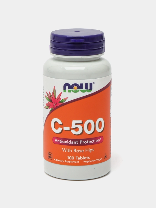 NOW Foods, C-500 shipovnik, 100 tabletkalar