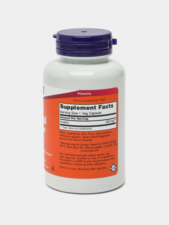 NOW Foods, Inositol kapsulalari, 500 mg, 100 vegetarian kapsulalari