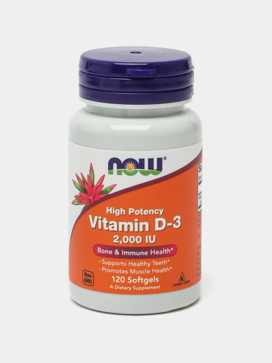 NOW Foods, Bитамин D3, высокоактивный, 2000 МЕ, 120 капсул