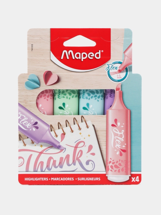 Matn markeri Maped Flex pastel highlighters X4 BOX 740308