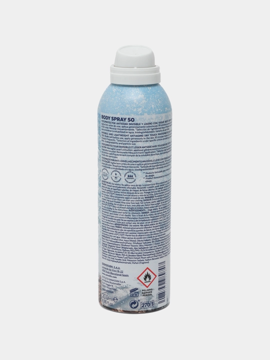 SPF 50+ Sensilis Body Spray Dry Touch tana uchun quyoshdan himoyalovchi spreyi, 200 ml