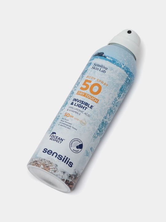 SPF 50+ Sensilis Body Spray Dry Touch tana uchun quyoshdan himoyalovchi spreyi, 200 ml