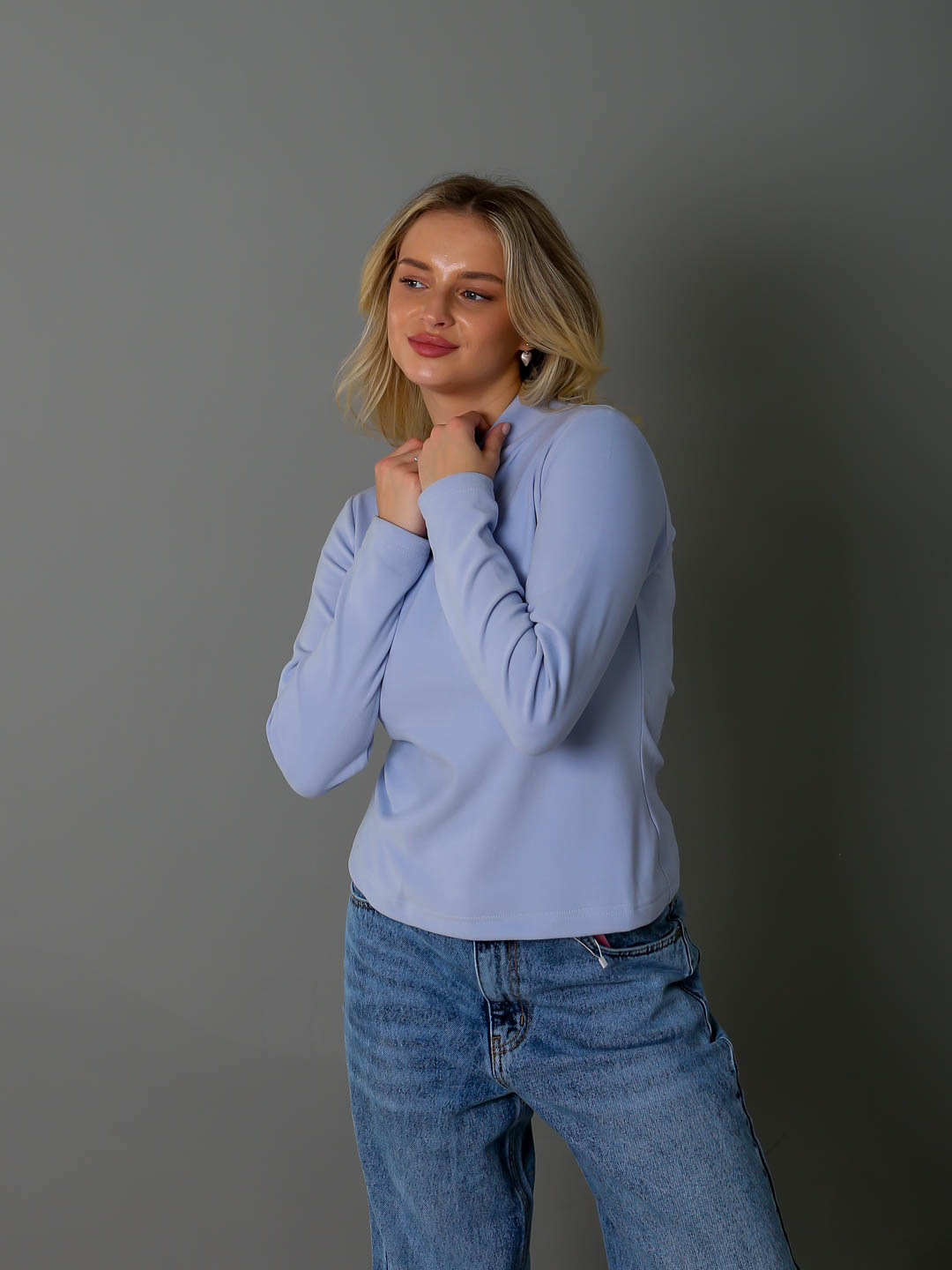 Водолазка regular fit, из мягкого трикотажа, с флисом, с воротником-стойкой - 