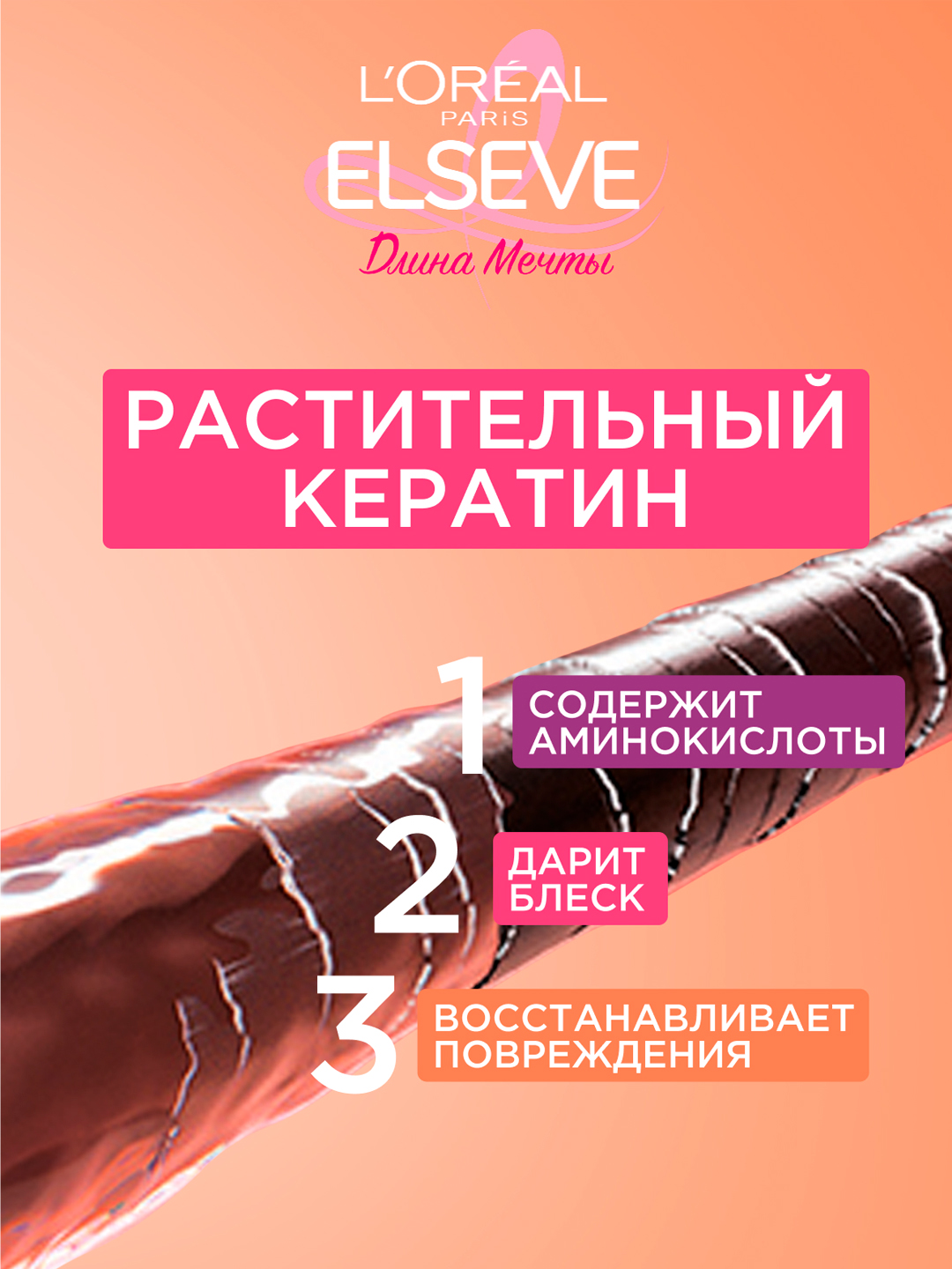L'Oreal Paris Шампунь преображение Elseve, длина мечты, для длинных поврежденных волос, с кератином, 250 мл