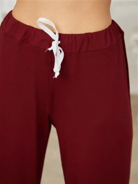 Ayollar pijamalari, uzun yengli ko'ylak va shimli pijama, 100% paxta