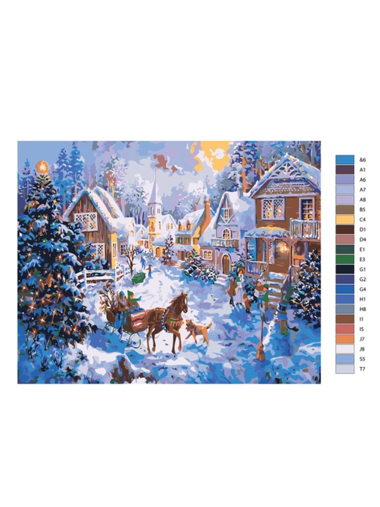 Raqamlar bo'yicha rasm chizish ARTERY, Qish, Yangi Yil, holstda chizmachilik, 40 * 50 sm