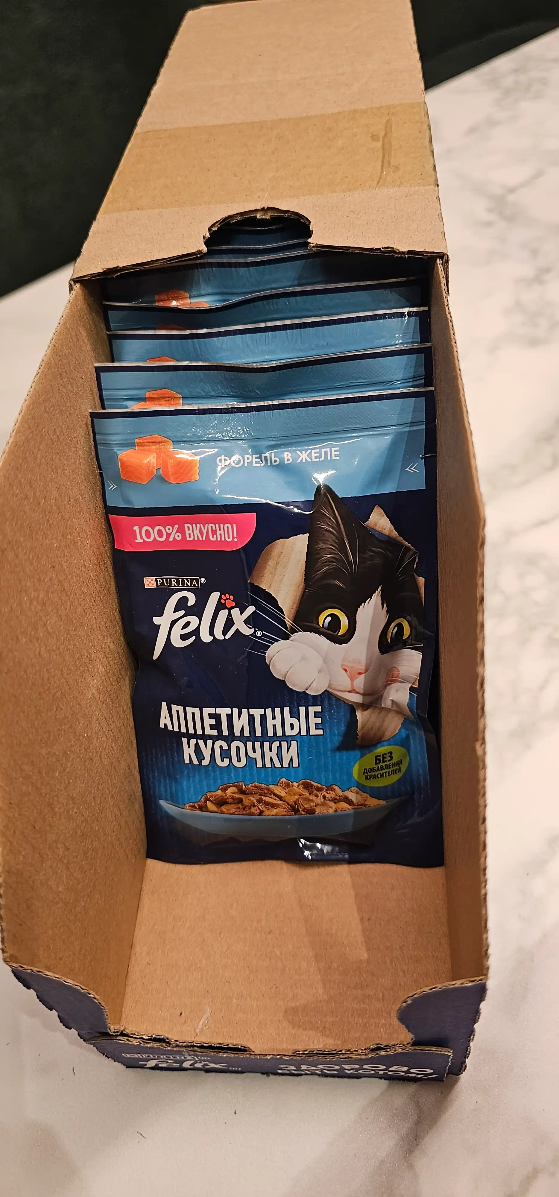 Felix Аппетитные кусочки влажный корм для кошек, форель в желе, 75 гр 26 шт