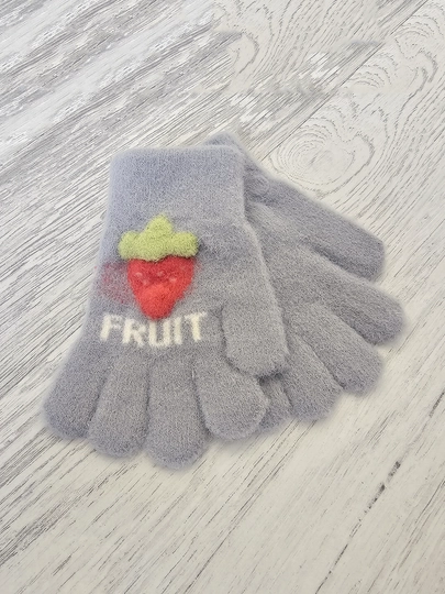 Зимние детские перчатки, на 2-3 лет — SAKO002-FRUITTT-СЕРЫЙ