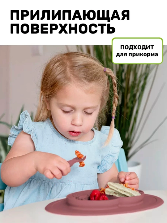 Тарелка детская на присоске, секционная, силикон