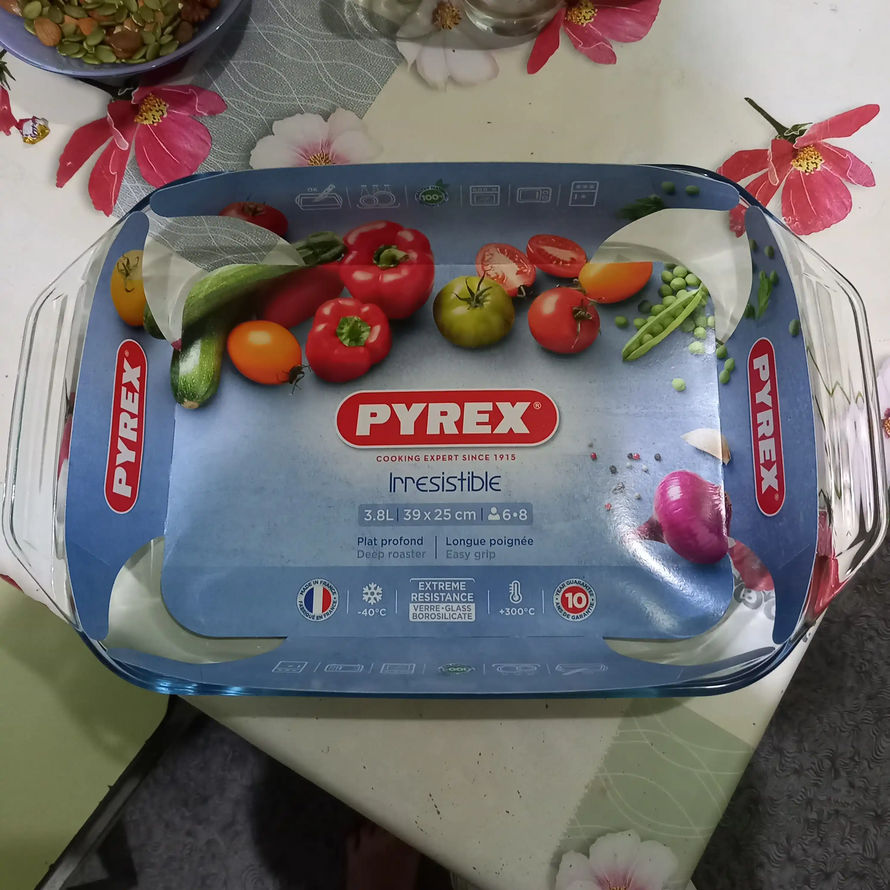 Pechida pishirish uchun shisha chuqur idish PYREX , 39 * 25 sm, 4 litr