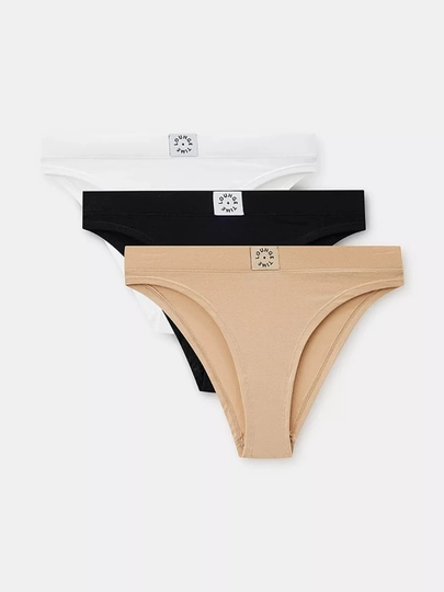 Panties ayollar sliplari baland bo'yli to'plam, 3 dona