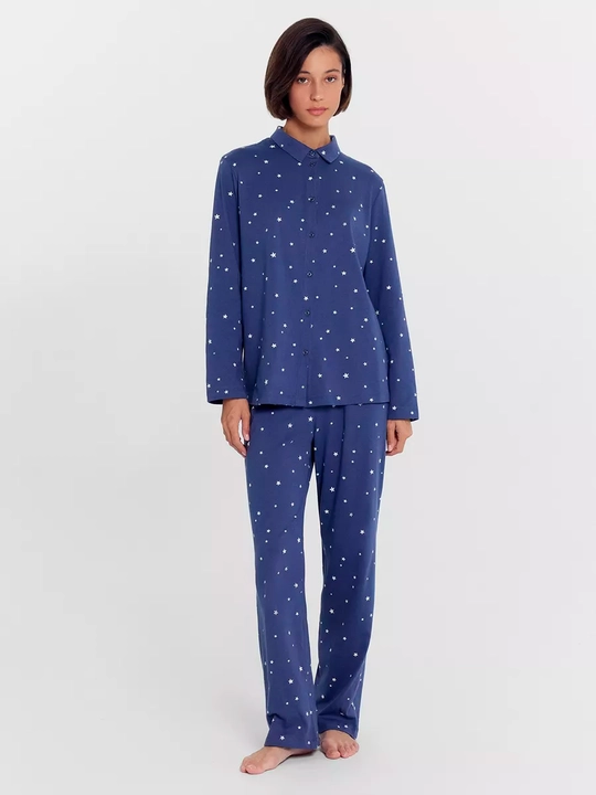 Пижама новогодняя со штанами, с принтом, хлопок