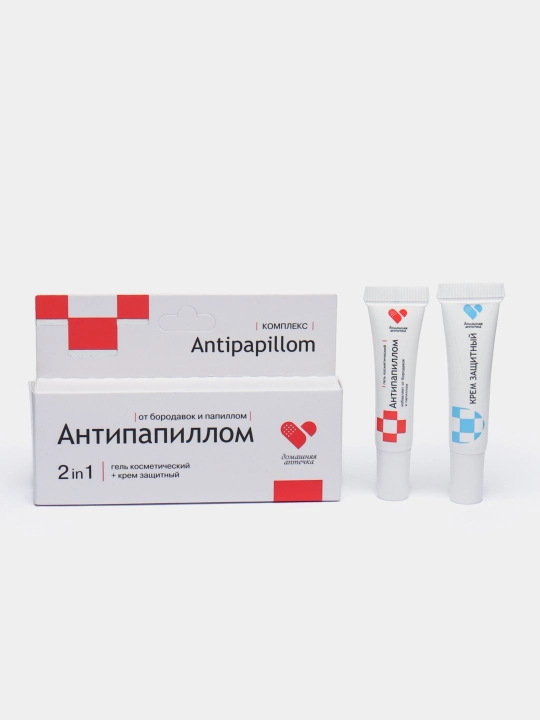Antipapilloma kompleksi 2 tasi 1 da, kosmetik gel 5 ml + himoya kremi, 5 ml - 