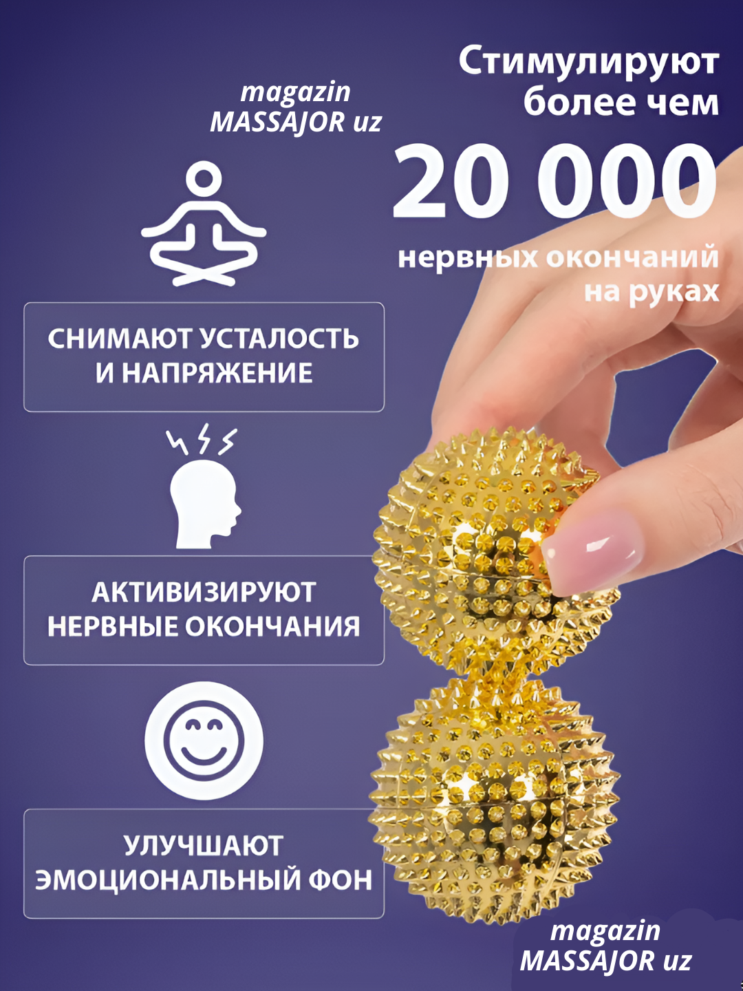Мяч массажный с шипами для МФР, шар для массажа для рук и ног, против нервов 