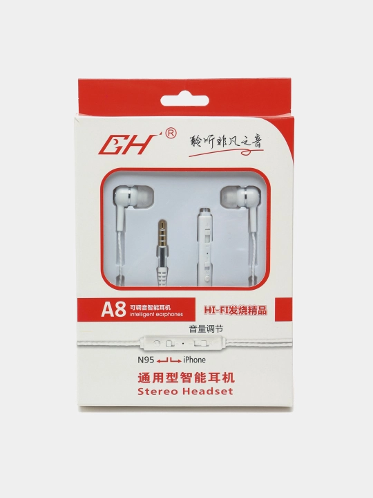 Проводные наушники GH A7, A8, с микрофоном, для iPhone и Android смартфонов - 