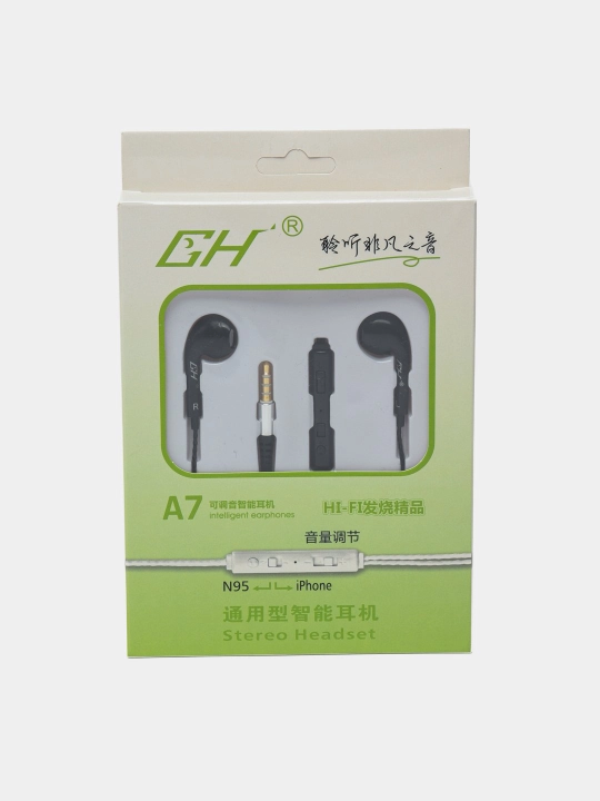 Проводные наушники GH A7, A8, с микрофоном, для iPhone и Android смартфонов - 