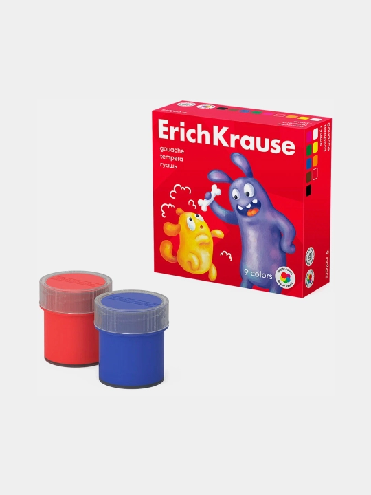 Гуашь ErichKrause Jolly Friends 9 цветов по 20 мл  61414