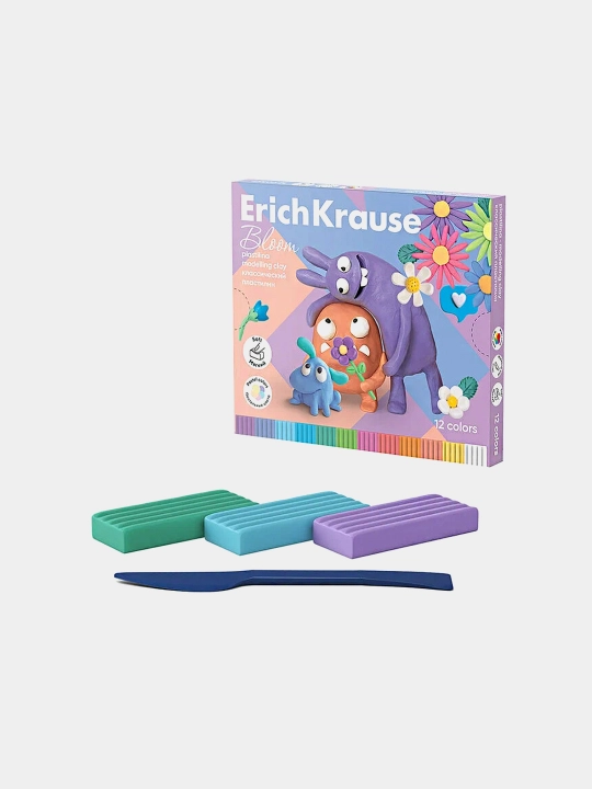 Plastilin klassik Jolly Friends Pastel Bloom 12 rang stek bilan, 216 gr, 61354