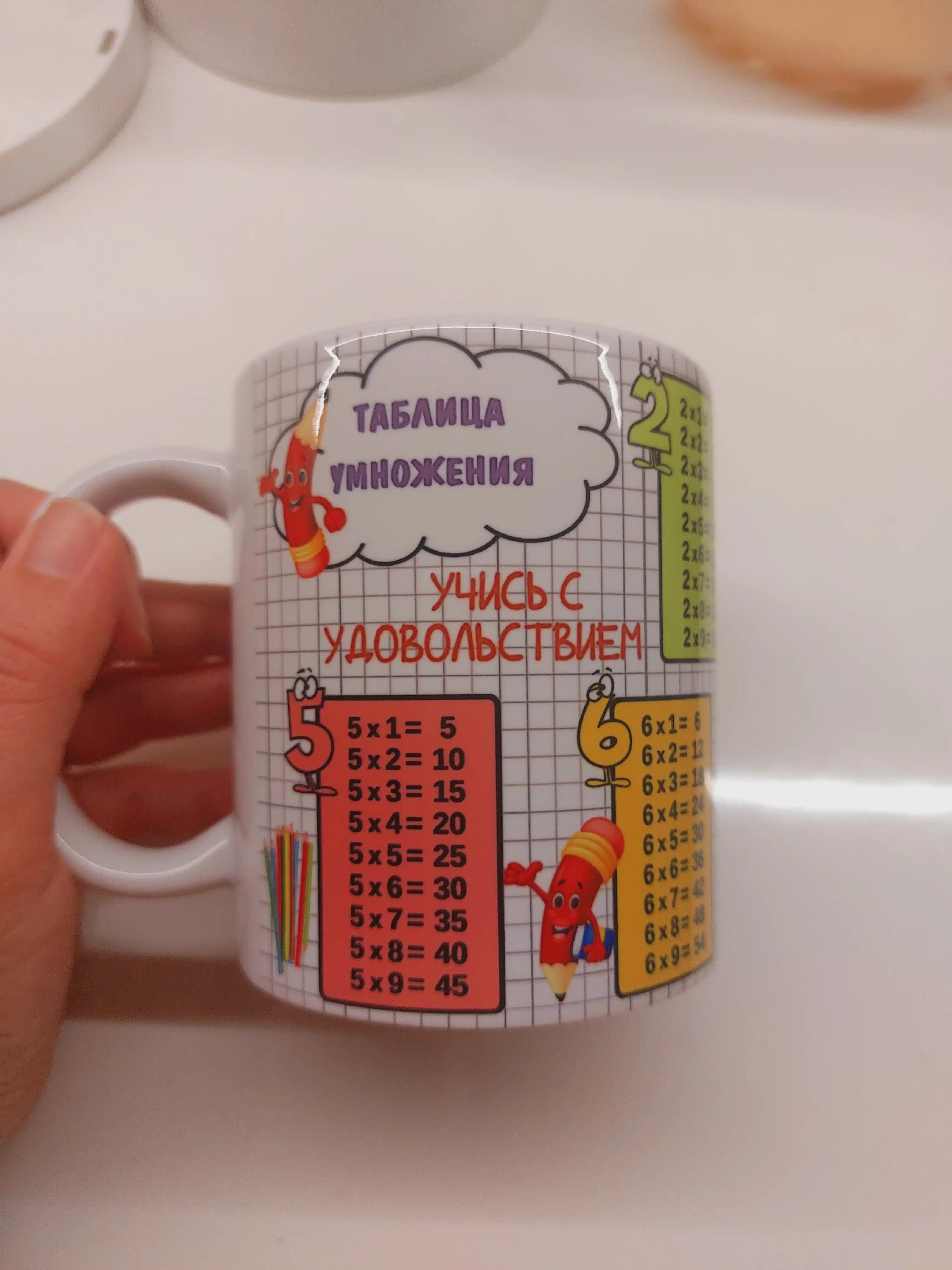 Кружка с таблицей умножения для детей — обучающая, полезный подарок школьнику