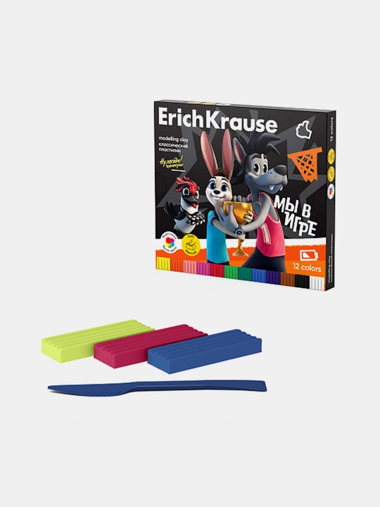 Klassik plastilin ErichKrause Qani, shoshma! Ta’til uchun 12 ta gul, steyk bilan, 180 gr - 