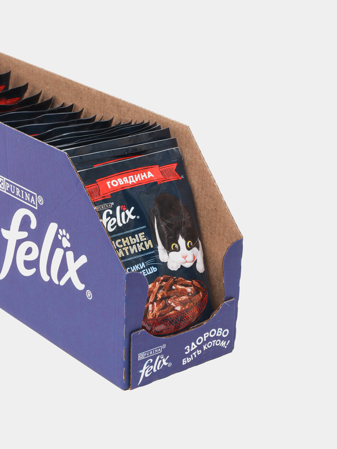Felix Мясные ломтики влажный корм, для кошек, с говядиной, 75 гр 26 шт