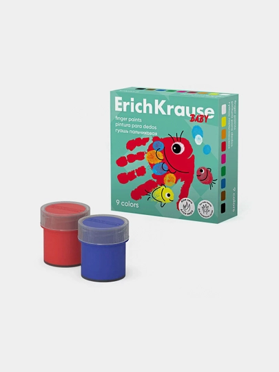 Гуашь пальчиковая ErichKrause Baby с Алоэ Вера, 9 цветов по 20 мл  61400 — ERKR-P146165-ПРОЗР