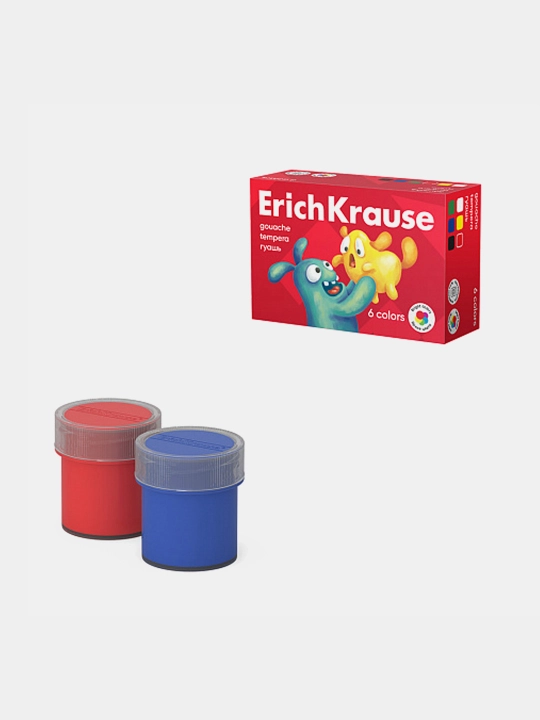 Гуашь ErichKrause Jolly Friends, 6 цветов, по 20 мл 61413