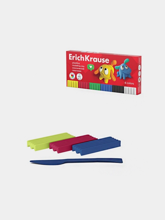 Klassik plastilin ErichKrause Jolly Friends 6 rangli stek bilan, 108 g 61344