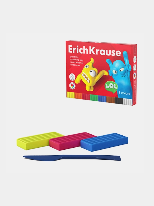 Klassik plastilin ErichKrause Jolly Friends 8 ta gul, 144 gr, 61345