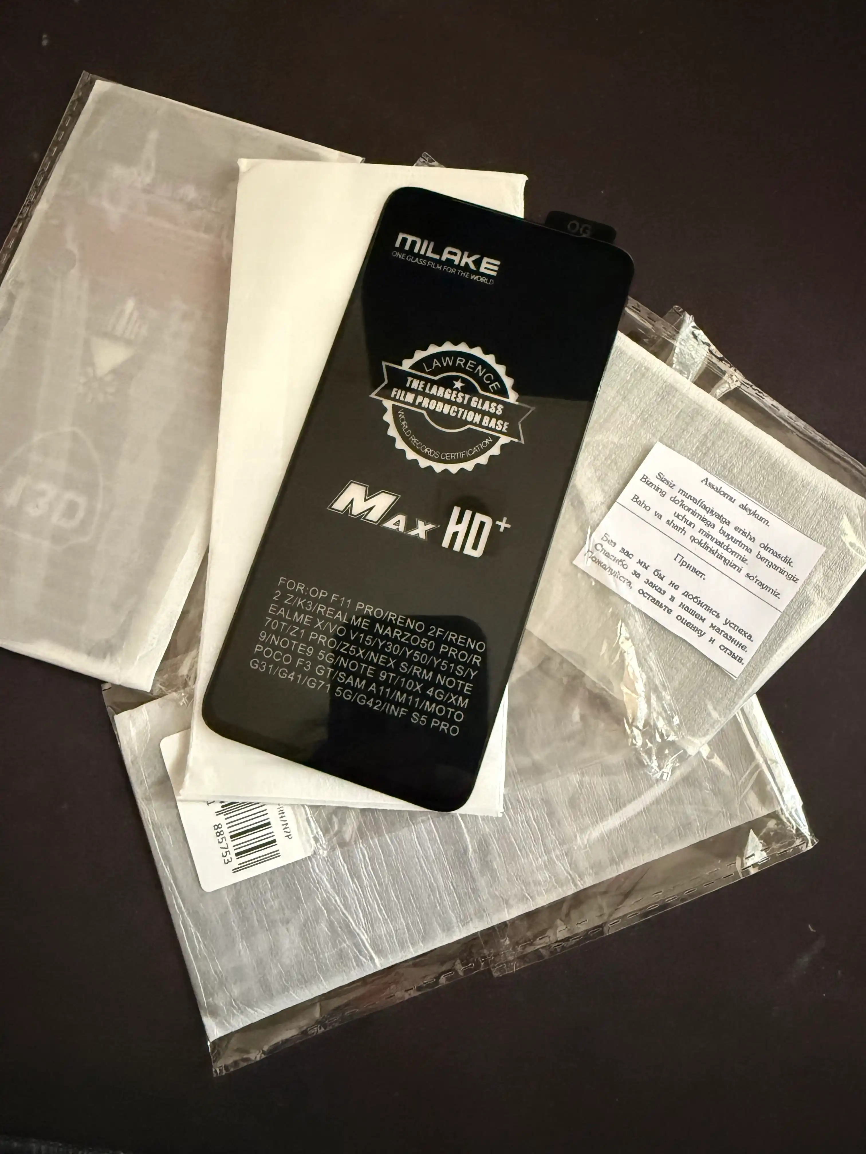 Telfon ekran himoya oynasi Samsung va Redmi Note hamma modellariga bor