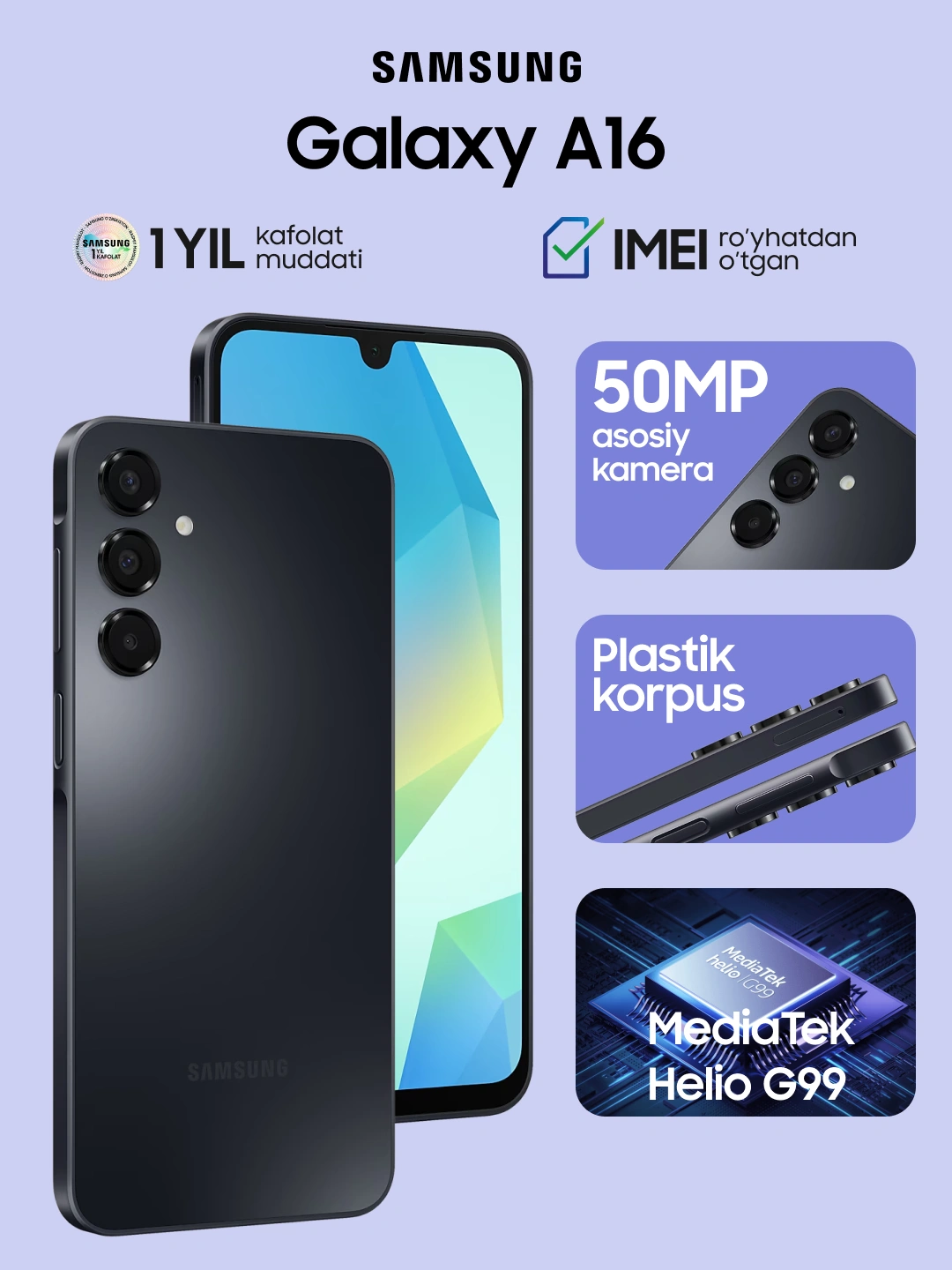 Smartfon Samsung Galaxy A16 8GB 256GB, Super AMOLED, 90Hz 6,7