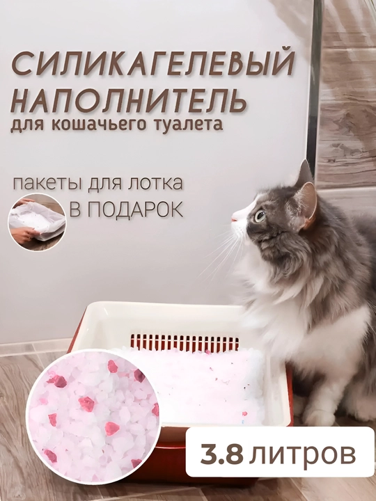 Силикагелевый наполнитель, для кошек, "Freshness", с ароматами лаванды и клубники - 