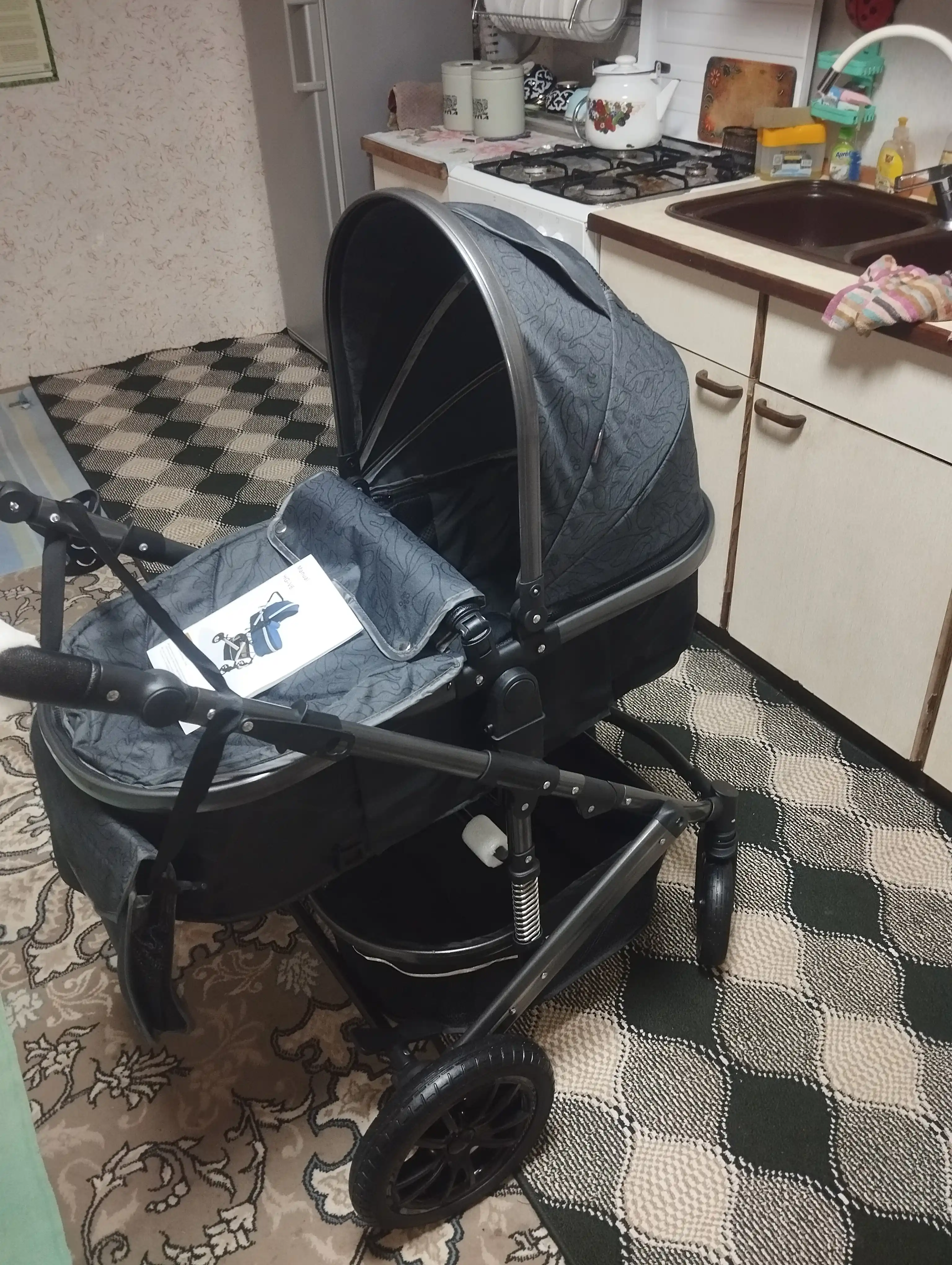 Коляска детская INING BABY, трансформер 2 в 1, всесезонная, люлька и прогулочная