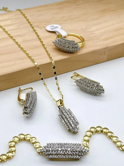 Комплект украшений, серьги, кольцо, браслет, цепочка, Messika Bvlgari, Vancleef — CARTEIR-XTOY-БЕЛЫЙ-XTOY20