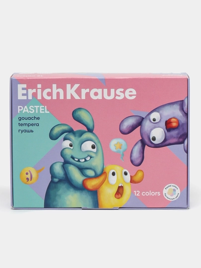 Гуашь ErichKrause Jolly Friends Pastel, 12 цветов по 20 мл, 61419 — ERKR-P146151-ПРОЗР