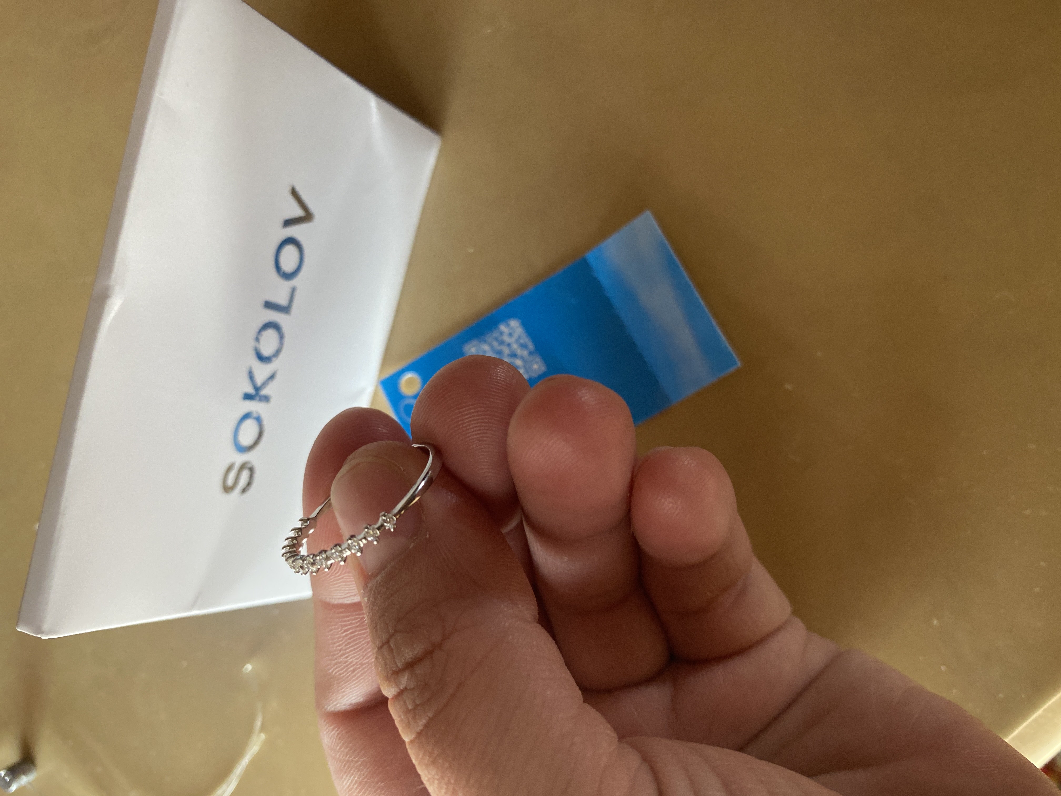 Тонкое кольцо из серебра с фианитами SOKOLOV, 94011488